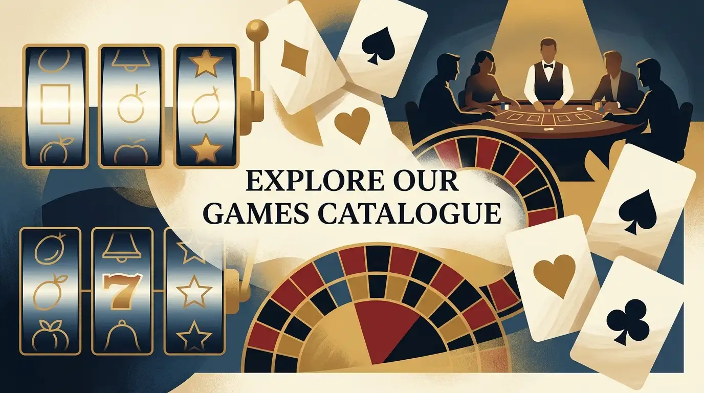 Conceptual illustration of online pokies and live table games