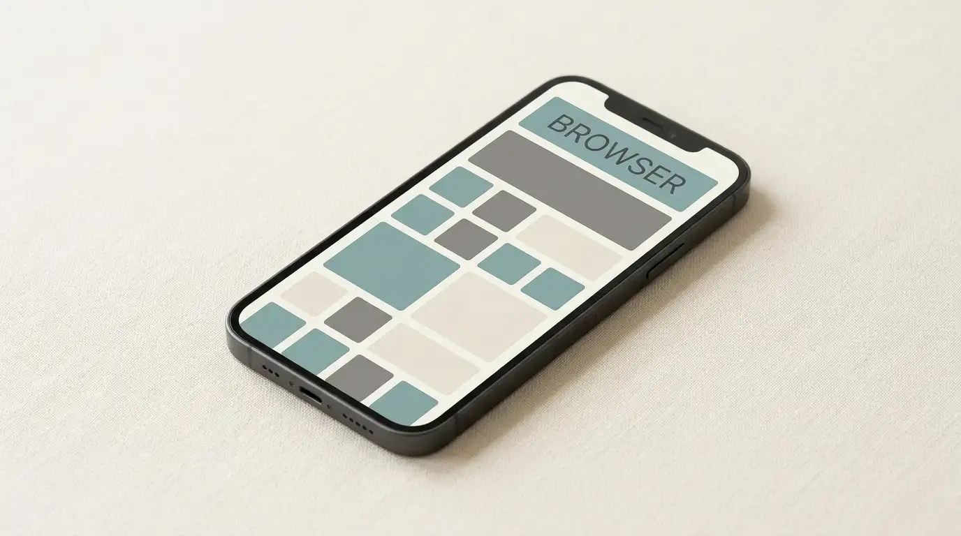 Generic smartphone showing a browser-based casino concept without copied brand interface