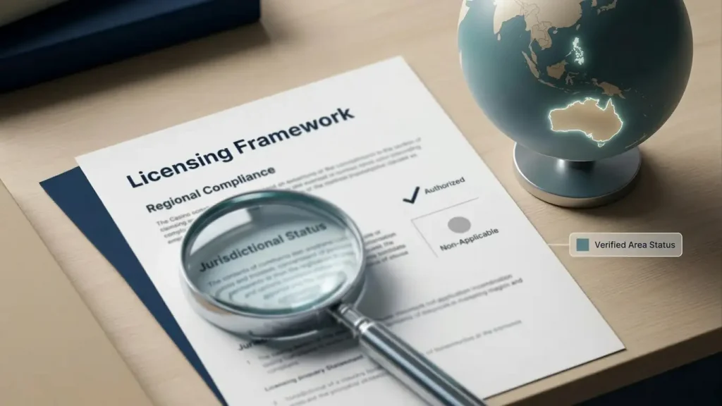 Editorial illustration of offshore licensing and Australian gambling regulation