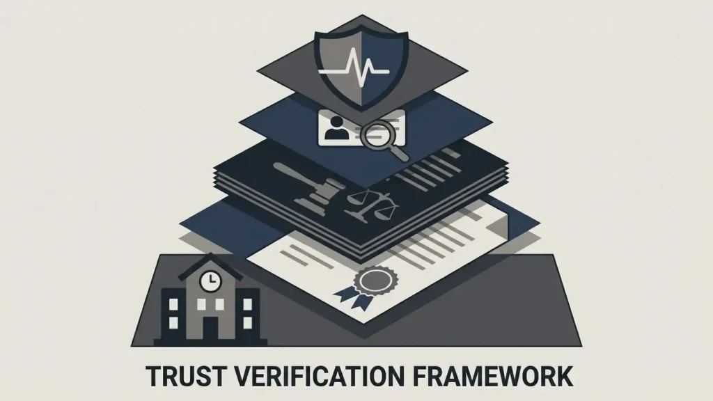 Neutral illustration of licence, identity checks and regulatory evidence